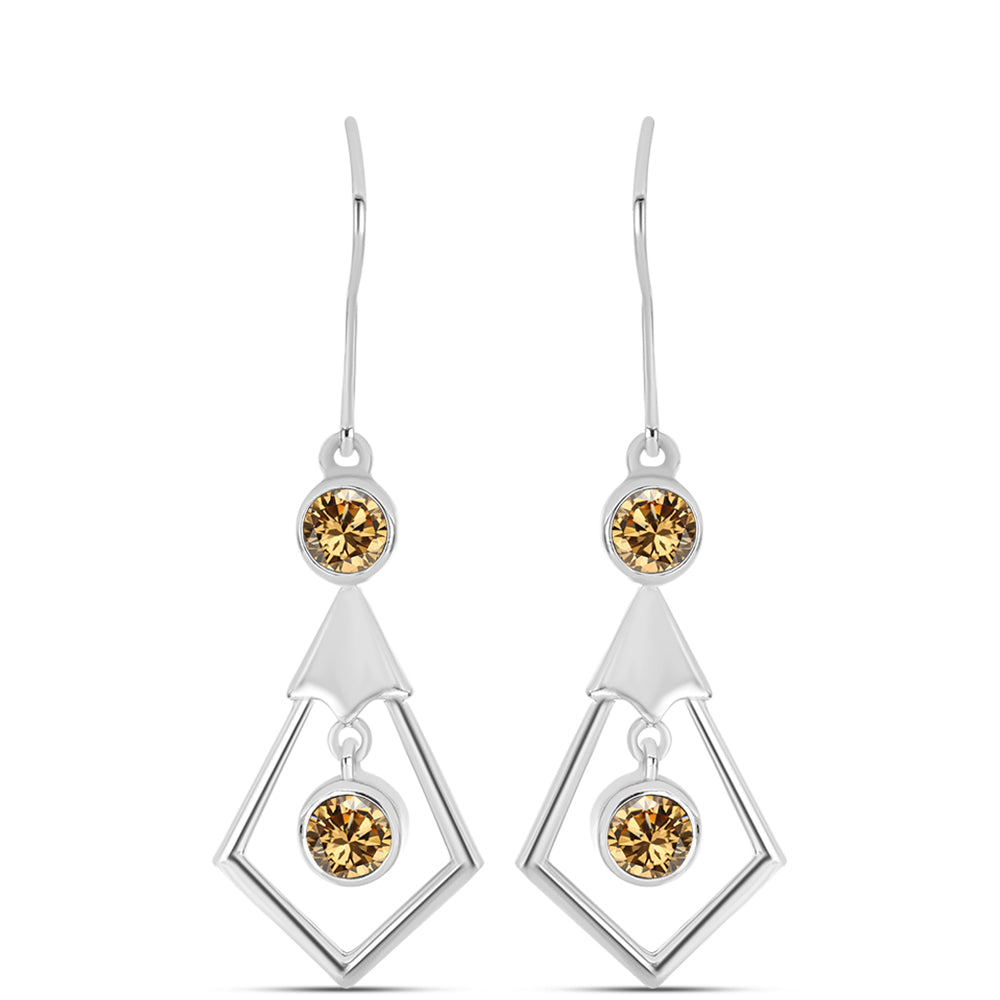 Cercei din Argint 925 ( 4.14 grame ) cu Moissanite Șampanie 0.95 Carate