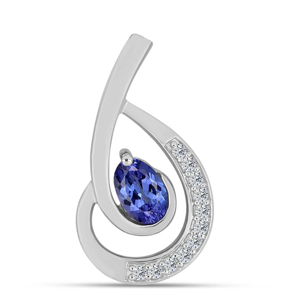 Pandantiv din Argint 925 ( 1.67 grame ) cu Tanzanit AAA și Topaz Alb 0.53 Carate 1 