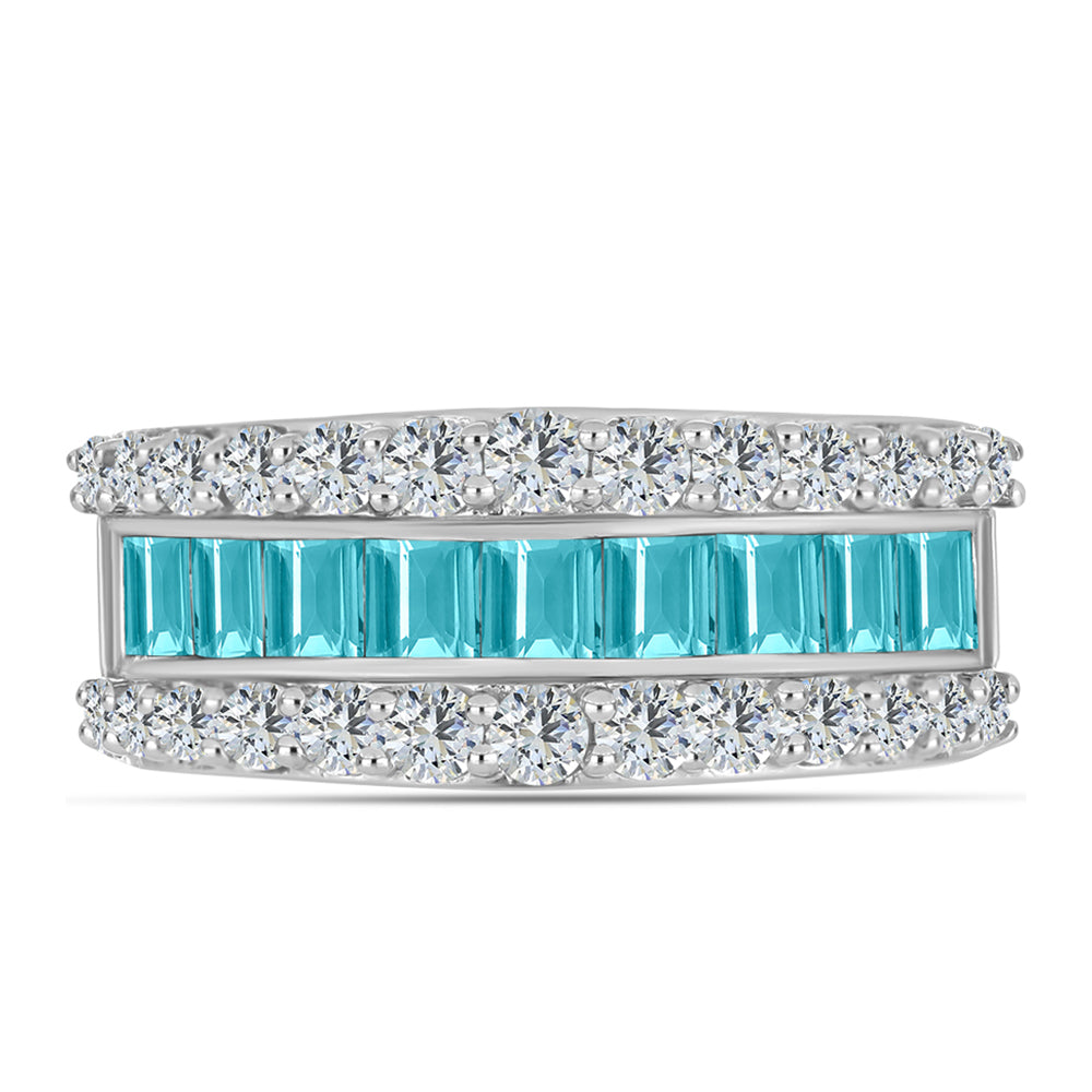Inel din Argint 925 ( 4.92 grame ) cu Cuarț Paraiba și Topaz Alb 2.54 Carate