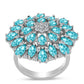 Inel din Argint 925 ( 5.59 grame ) cu Cuarț Paraiba și Topaz Alb 3.73 Carate