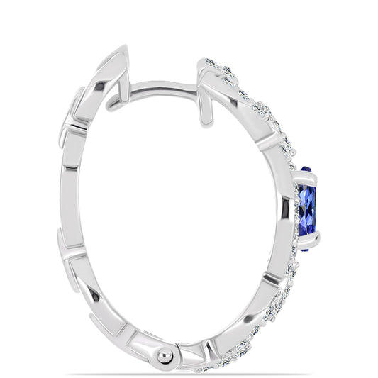 Cercei din Argint 925 ( 5.63 grame ) cu Tanzanit AAA și Topaz Alb 1.6 Carate