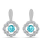 Cercei din Argint 925 ( 3.05 grame ) cu Cuarț Paraiba și Topaz Alb 0.77 Carate