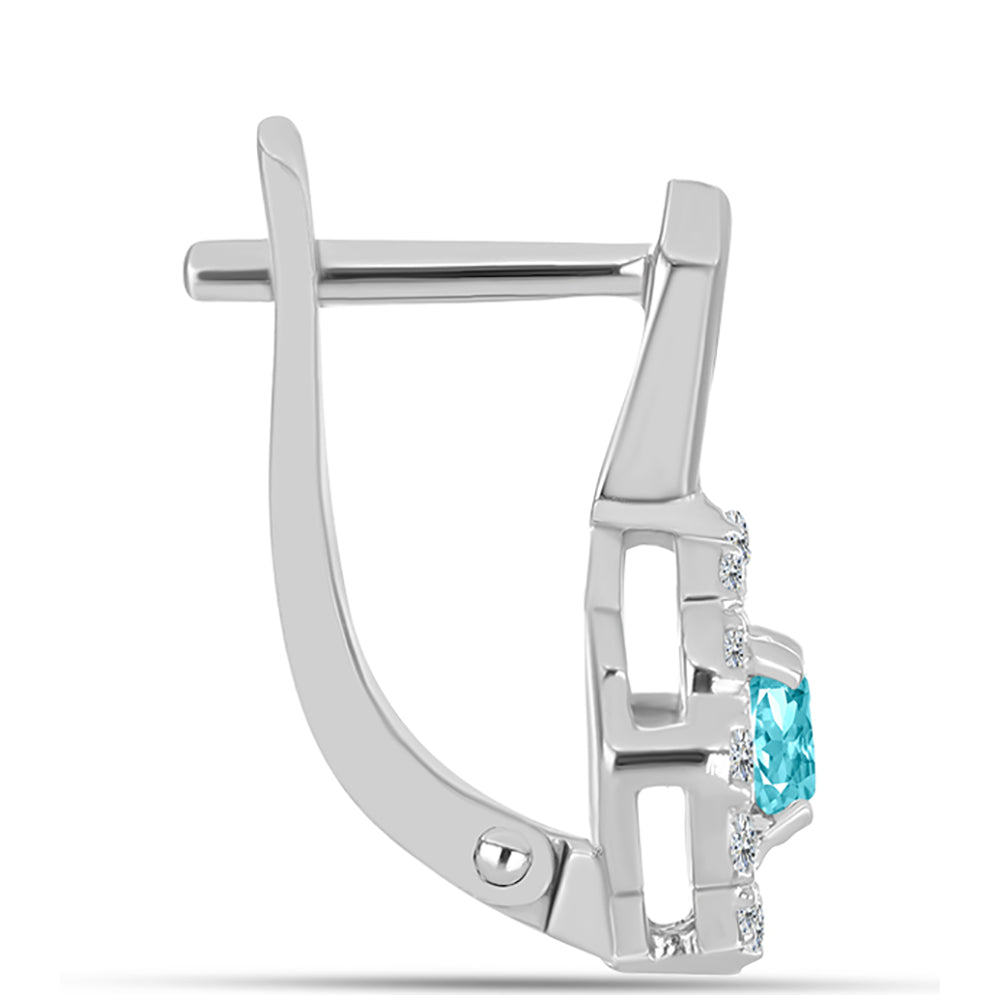 Cercei din Argint 925 ( 3.05 grame ) cu Cuarț Paraiba și Topaz Alb 0.77 Carate 2 
