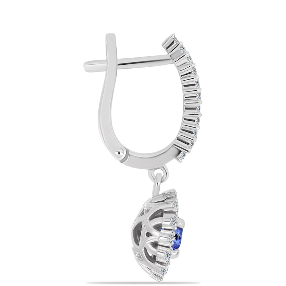 Cercei din Argint 925 ( 4.69 grame ) cu Tanzanit AAA și Topaz Alb 1.91 Carate