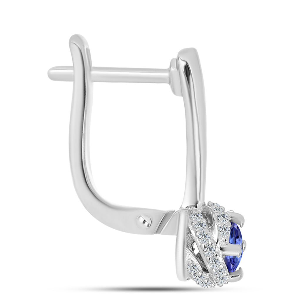 Cercei din Argint 925 ( 3.86 grame ) cu Tanzanit AAA și Topaz Alb 0.74 Carate 2 