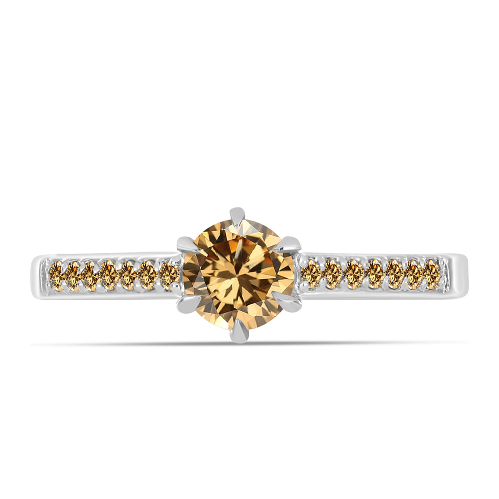 Inel din Argint 925 ( 1.92 grame ) cu Moissanite Șampanie 0.58 Carate