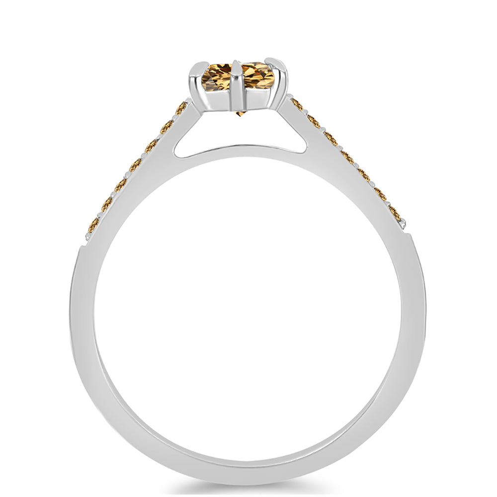Inel din Argint 925 ( 1.92 grame ) cu Moissanite Șampanie 0.58 Carate