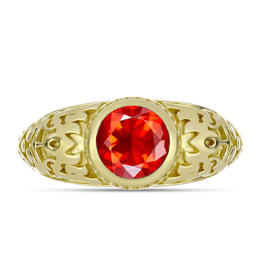 Inel din Argint 925 Placat cu Aur ( 4.6 grame ) cu Opal Etiopian Lega Dembi Roșu 0.79 Carate