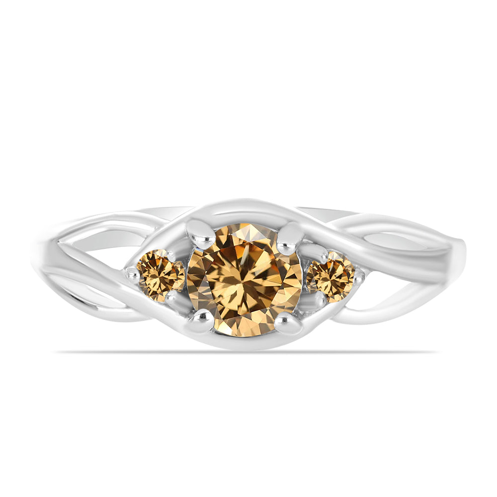Inel din Argint 925 ( 2.38 grame ) cu Moissanite Șampanie 0.71 Carate 1 