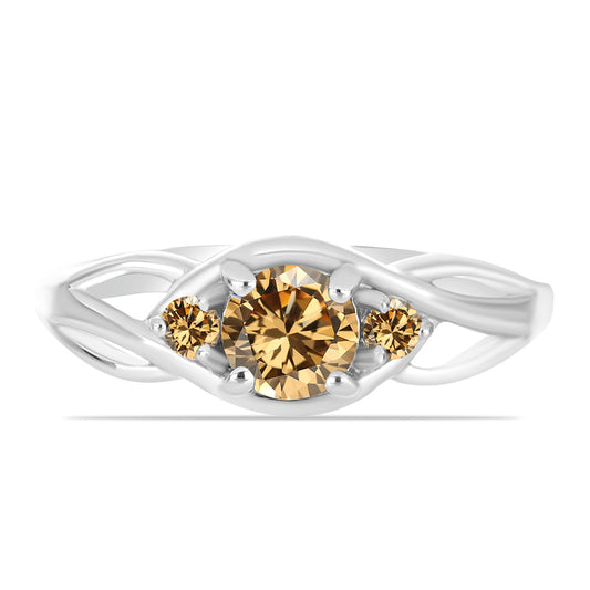 Inel din Argint 925 ( 2.38 grame ) cu Moissanite Șampanie 0.71 Carate