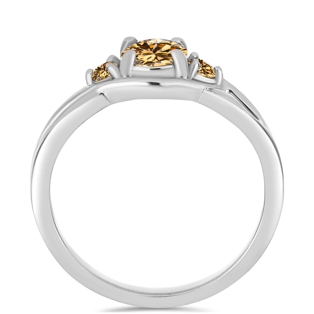 Inel din Argint 925 ( 2.38 grame ) cu Moissanite Șampanie 0.71 Carate