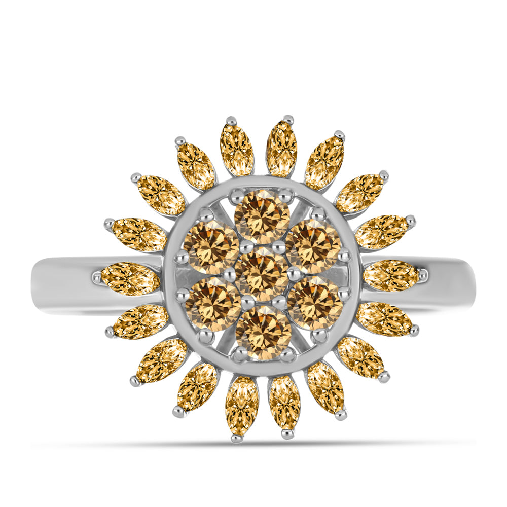 Inel din Argint 925 ( 4.05 grame ) cu Moissanite Șampanie 1.01 Carate 1 