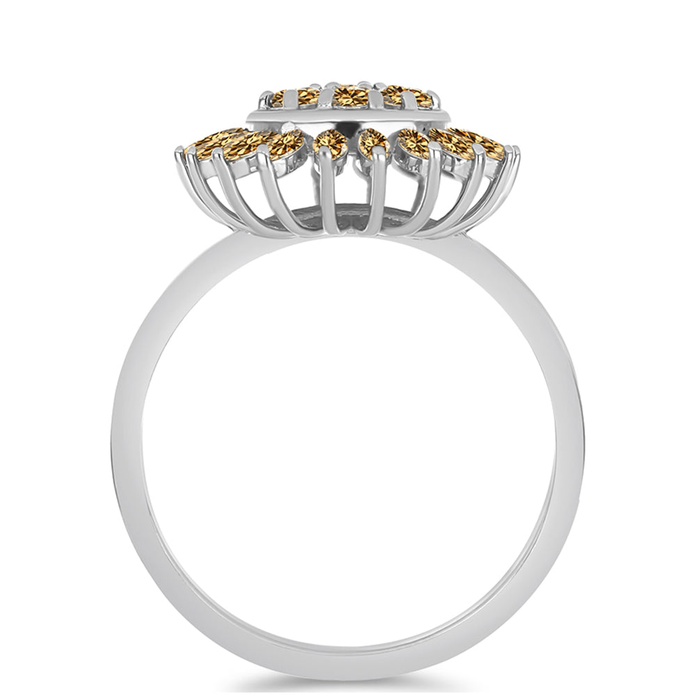 Inel din Argint 925 ( 4.05 grame ) cu Moissanite Șampanie 1.01 Carate 2 