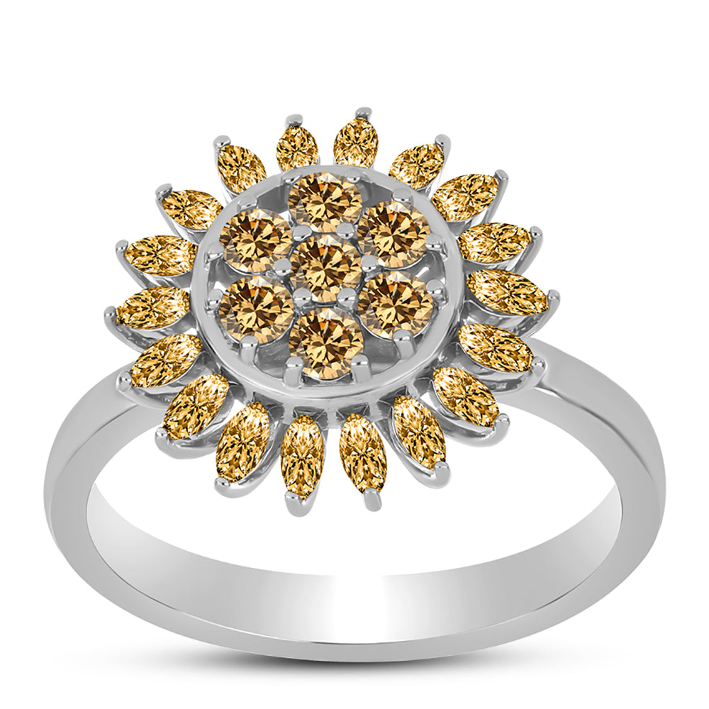 Inel din Argint 925 ( 4.05 grame ) cu Moissanite Șampanie 1.01 Carate 3 