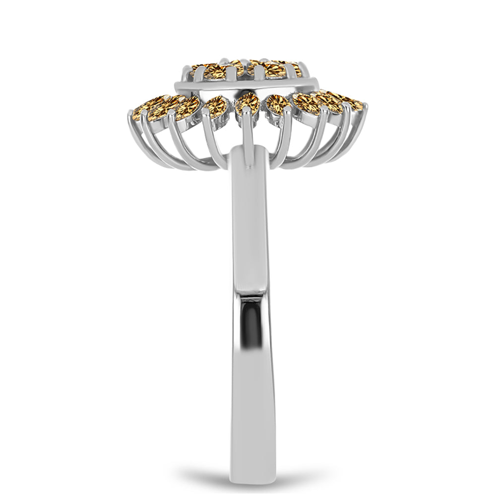 Inel din Argint 925 ( 4.05 grame ) cu Moissanite Șampanie 1.01 Carate 4 