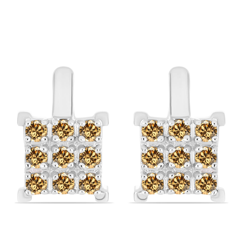 Cercei din Argint 925 ( 3.27 grame ) cu Moissanite Șampanie 0.6 Carate