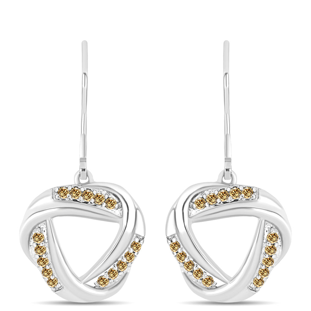 Cercei din Argint 925 ( 4.22 grame ) cu Moissanite Șampanie 0.3 Carate