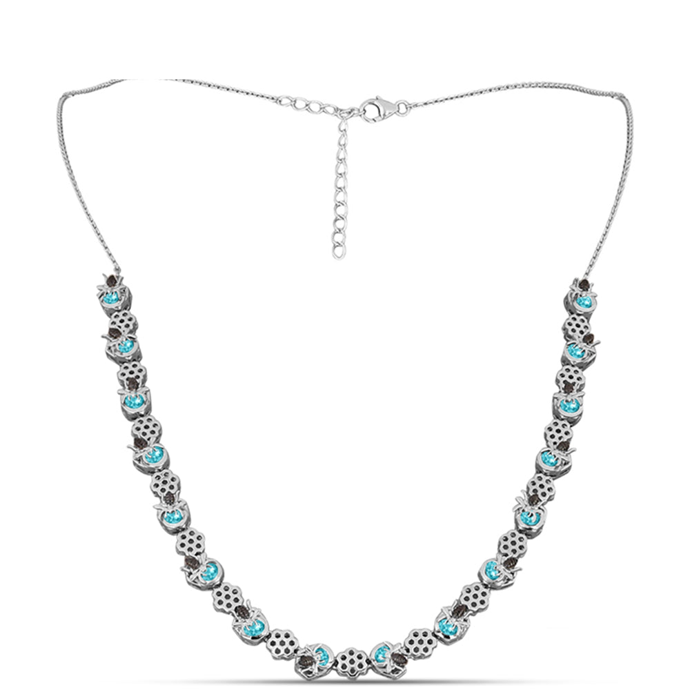 Colier din Argint 925 ( 19.36 grame ) cu Cuarț Paraiba 3.83 Carate