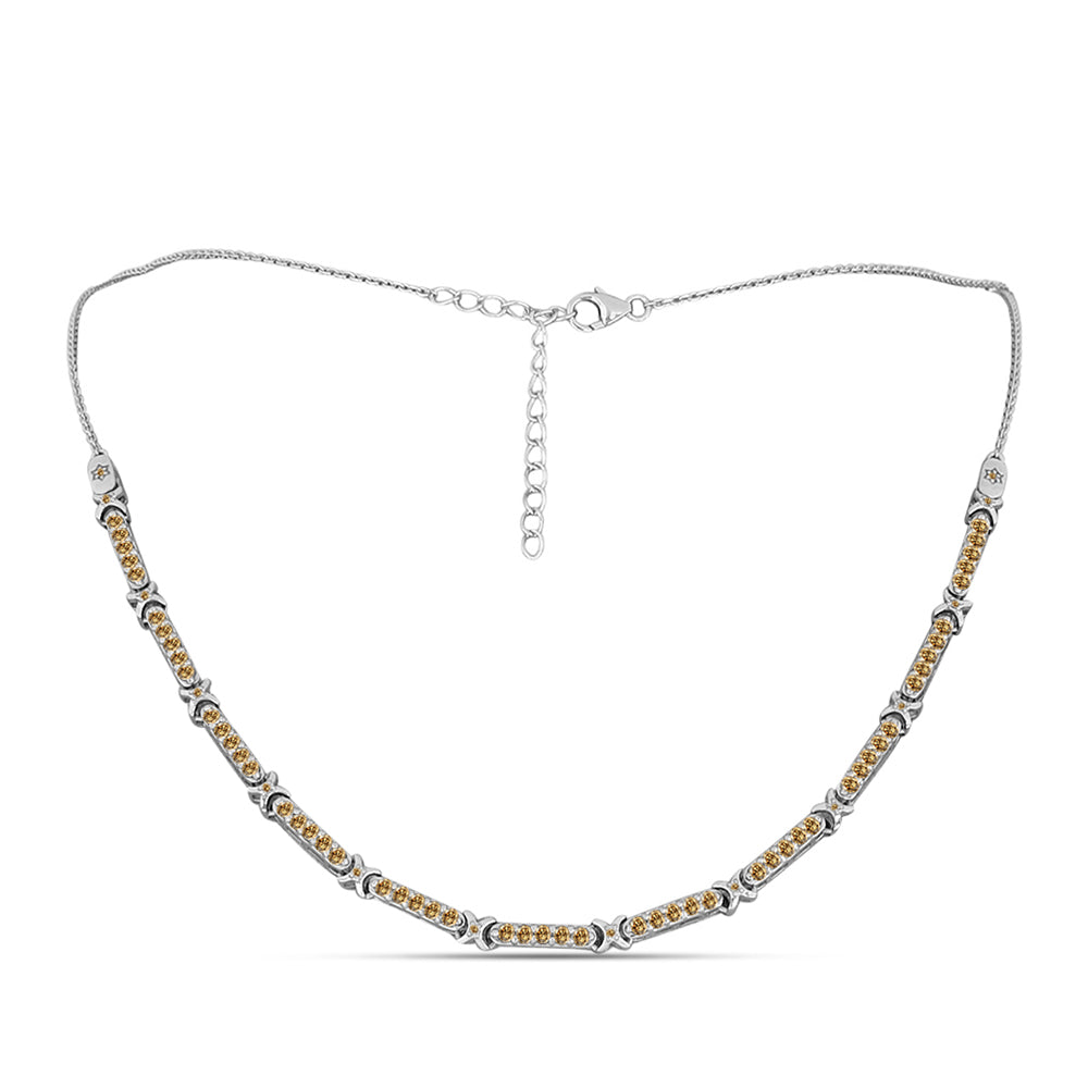 Colier din Argint 925 ( 9.63 grame ) cu Moissanite Șampanie 1.95 Carate 1 