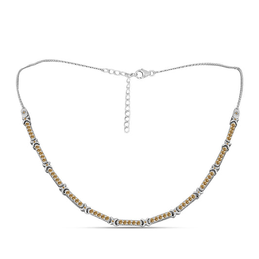 Colier din Argint 925 ( 9.63 grame ) cu Moissanite Șampanie 1.95 Carate