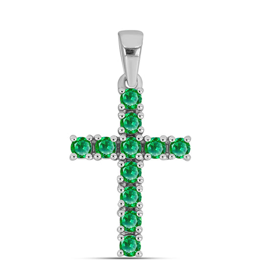 Cruce Pandantiv din Argint 925 ( 1.33 grame ) cu Granat Kijani 0.84 Carate