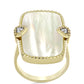 Inel din Argint 925 Placat cu Aur ( 5.61 grame ) cu Sidef și Topaz Alb 10.88 Carate