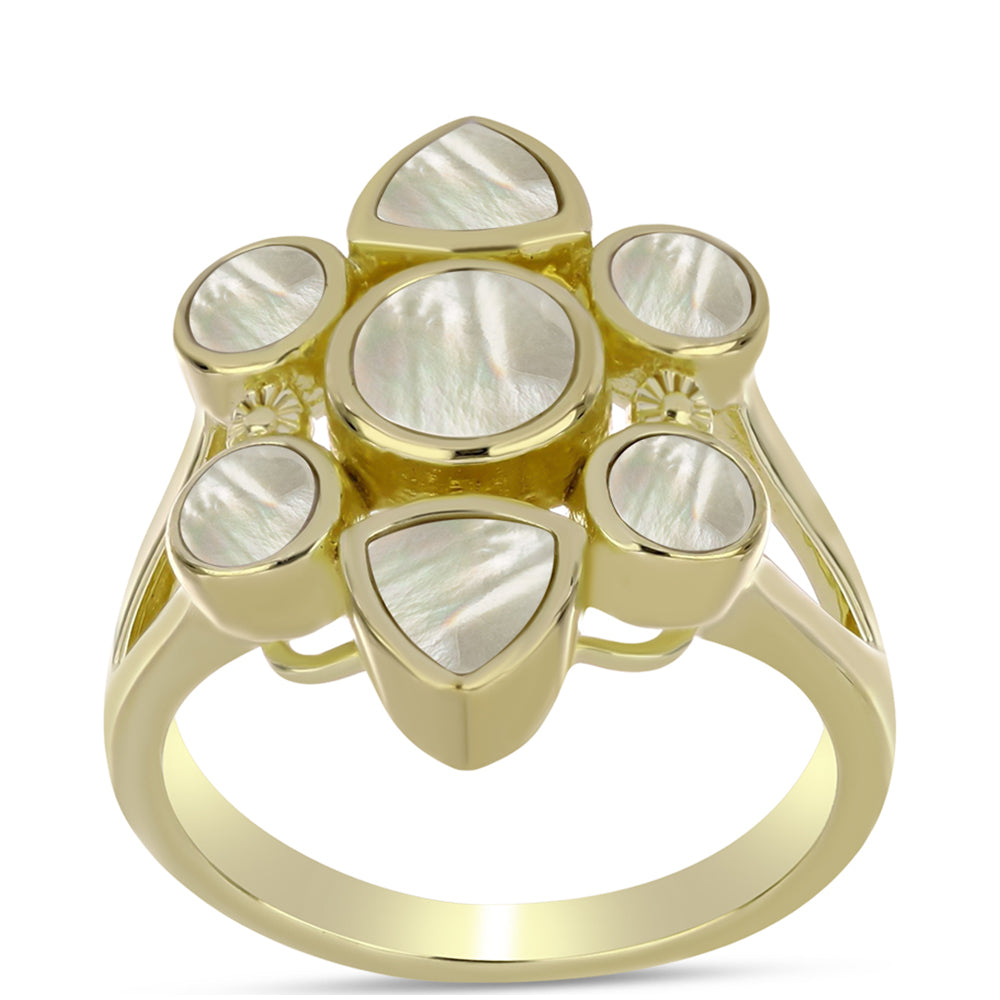Inel din Argint 925 Placat cu Aur ( 5.12 grame ) cu Sidef 3.46 Carate 3 