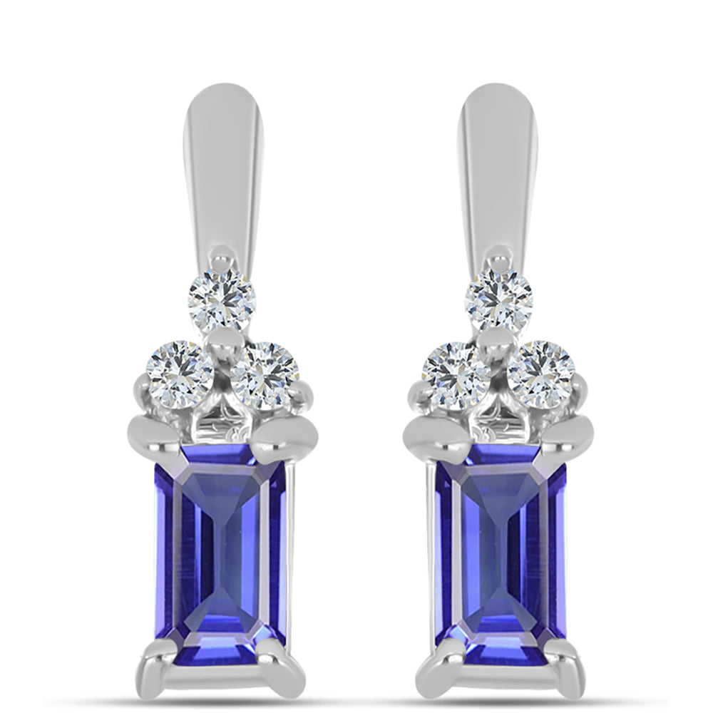 Cercei din Argint 925 ( 2.17 grame ) cu Tanzanit AAA și Topaz Alb 0.72 Carate