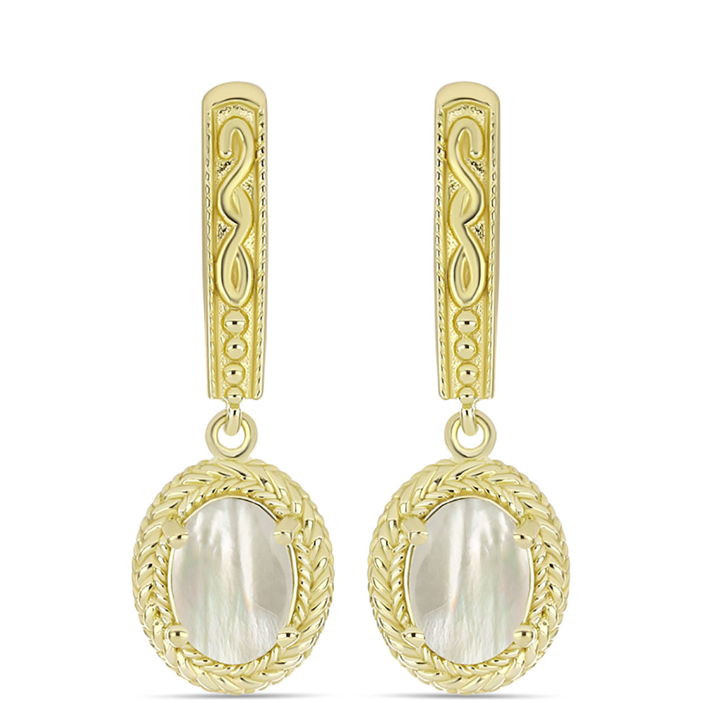 Cercei din Argint 925 Placat cu Aur ( 5.13 grame ) cu Sidef 1.82 Carate 1 