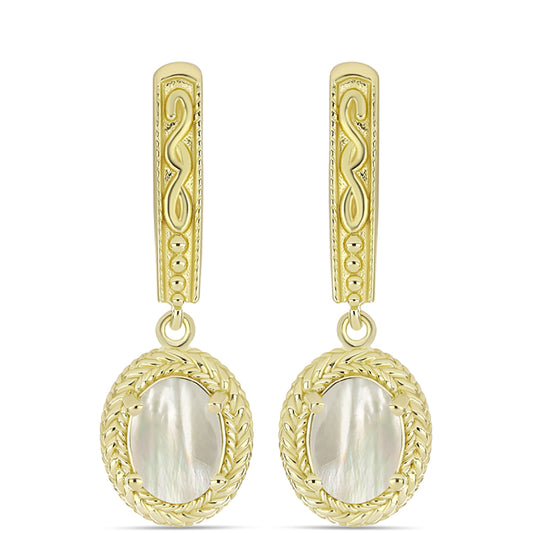 Cercei din Argint 925 Placat cu Aur ( 5.13 grame ) cu Sidef 1.82 Carate