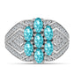 Inel din Argint 925 ( 4.04 grame ) cu Cuarț Paraiba și Topaz Alb 2 Carate