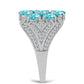 Inel din Argint 925 ( 4.04 grame ) cu Cuarț Paraiba și Topaz Alb 2 Carate