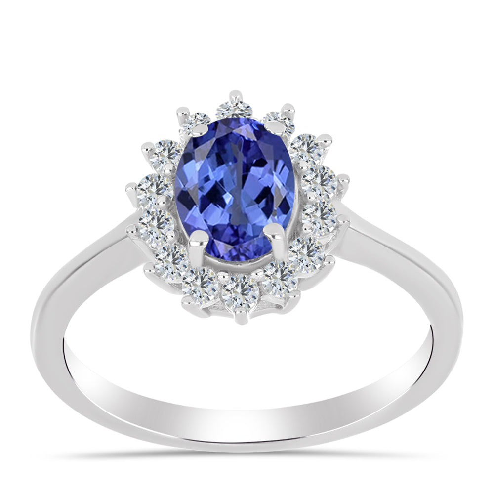 Inel din Argint 925 ( 2.54 grame ) cu Tanzanit AAA și Topaz Alb 1.57 Carate