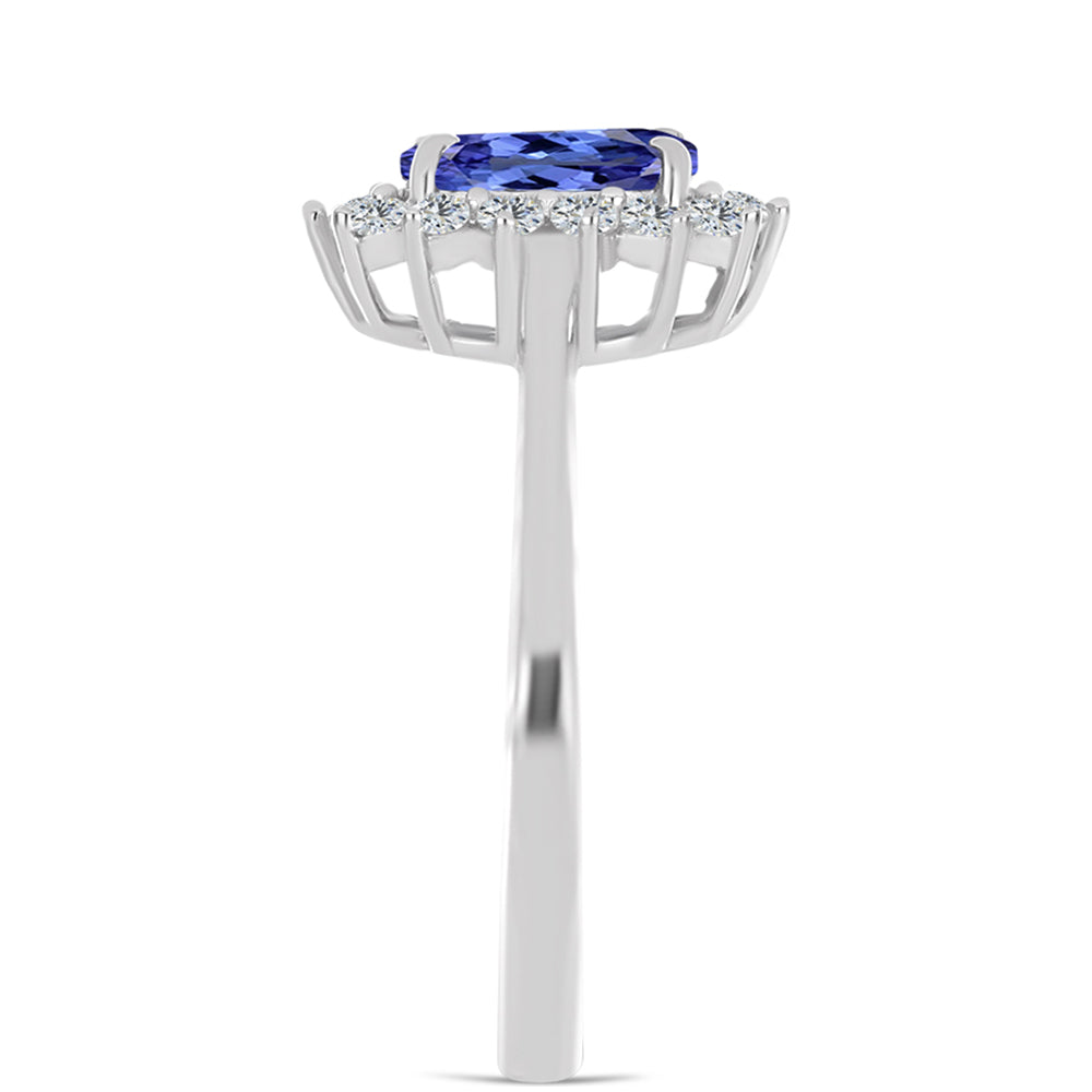 Inel din Argint 925 ( 2.54 grame ) cu Tanzanit AAA și Topaz Alb 1.57 Carate