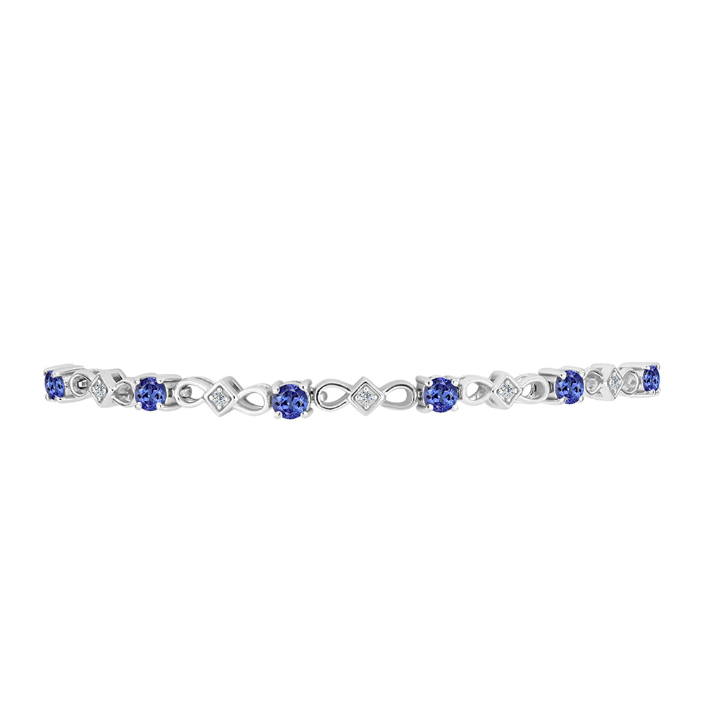 Brățară din Argint 925 ( 5.76 grame ) cu Tanzanit AAA și Topaz Alb 1.63 Carate 2 