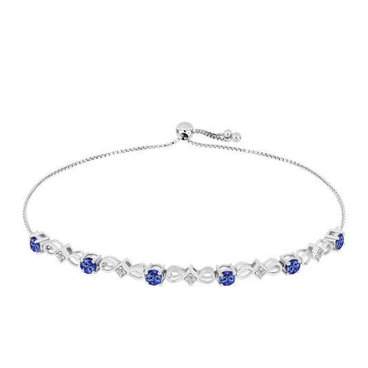 Brățară din Argint 925 ( 5.76 grame ) cu Tanzanit AAA și Topaz Alb 1.63 Carate