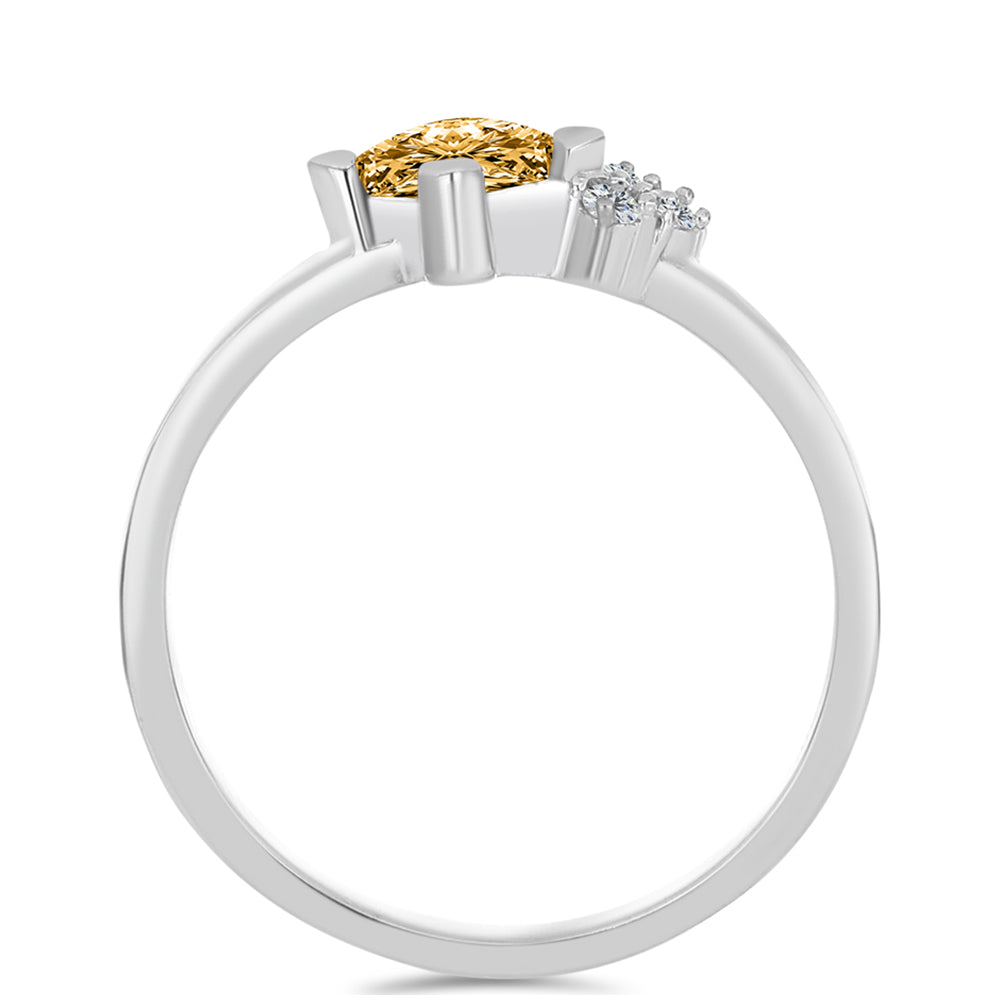 Inel din Argint 925 ( 1.85 grame ) cu Moissanite Șampanie și Topaz Alb 0.42 Carate 2 