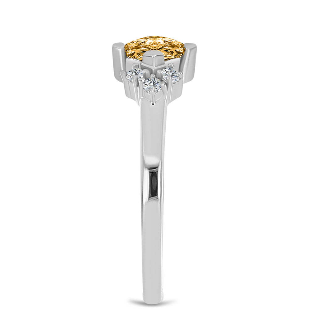 Inel din Argint 925 ( 1.85 grame ) cu Moissanite Șampanie și Topaz Alb 0.42 Carate