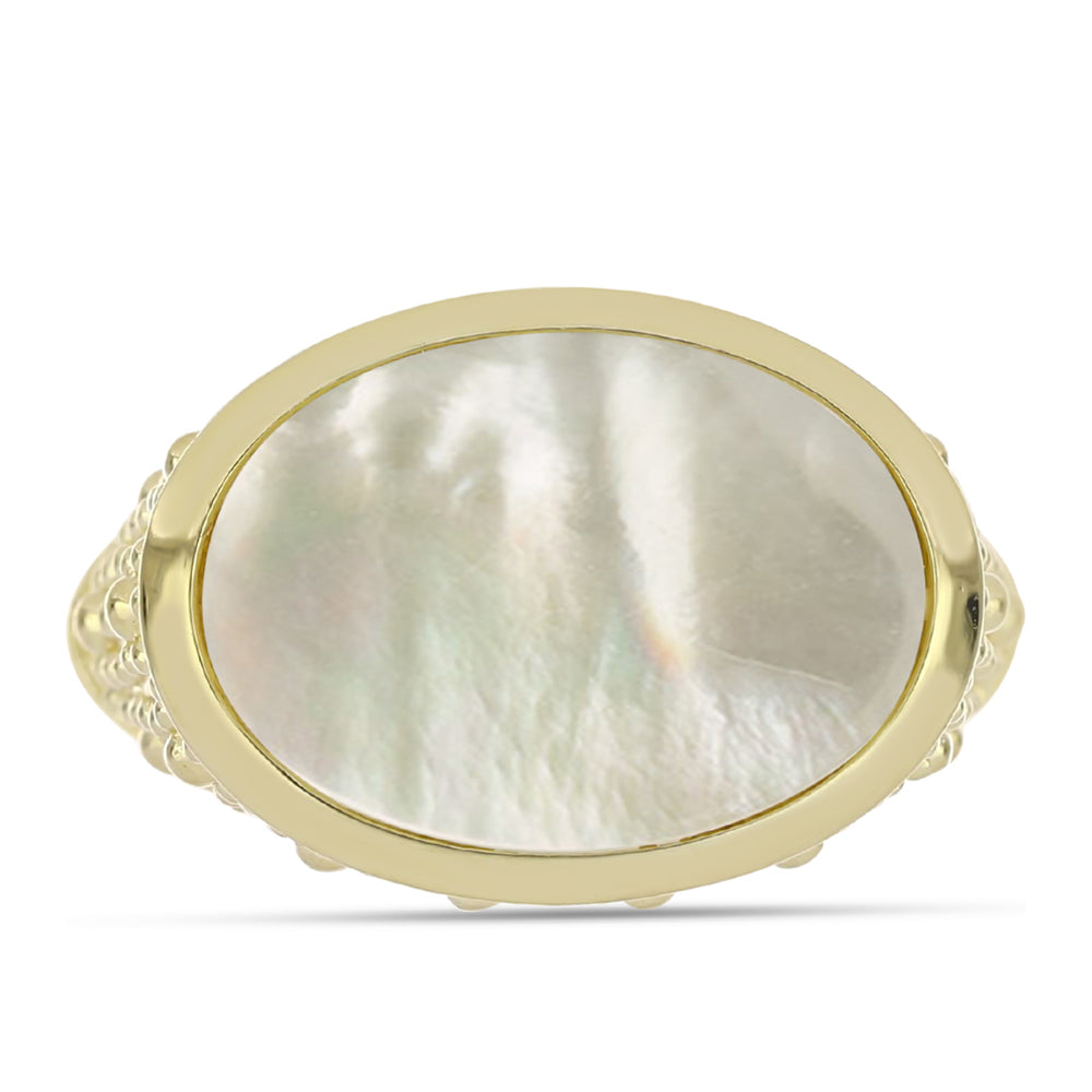 Inel din Argint 925 Placat cu Aur ( 4.79 grame ) cu Sidef 4.24 Carate 1 