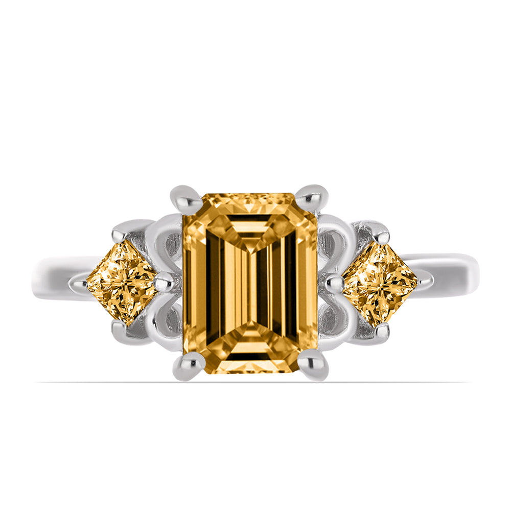 Inel din Argint 925 ( 2.26 grame ) cu Moissanite Șampanie 1.91 Carate 1 