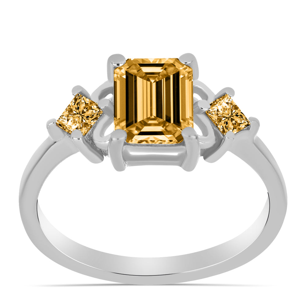 Inel din Argint 925 ( 2.26 grame ) cu Moissanite Șampanie 1.91 Carate 3 