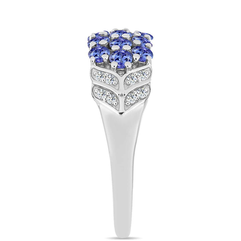 Inel din Argint 925 ( 3 grame ) cu Tanzanit AAA și Topaz Alb 1.29 Carate 4 