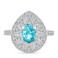 Inel din Argint 925 ( 3.29 grame ) cu Cuarț Paraiba și Topaz Alb 1.52 Carate