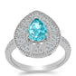 Inel din Argint 925 ( 3.29 grame ) cu Cuarț Paraiba și Topaz Alb 1.52 Carate