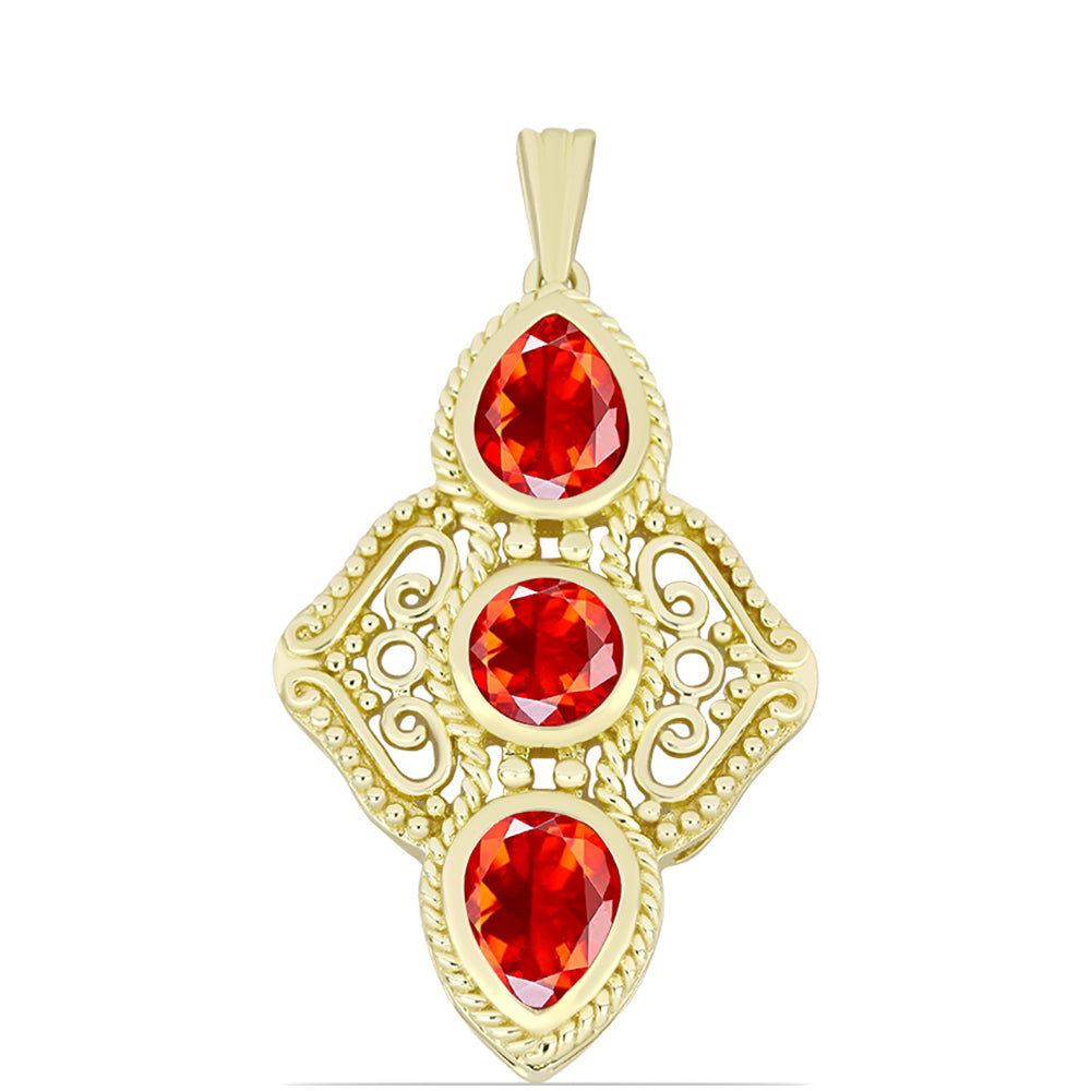Pandantiv din Argint 925 Placat cu Aur ( 5.56 grame ) cu Opal Etiopian Lega Dembi Roșu 1.85 Carate