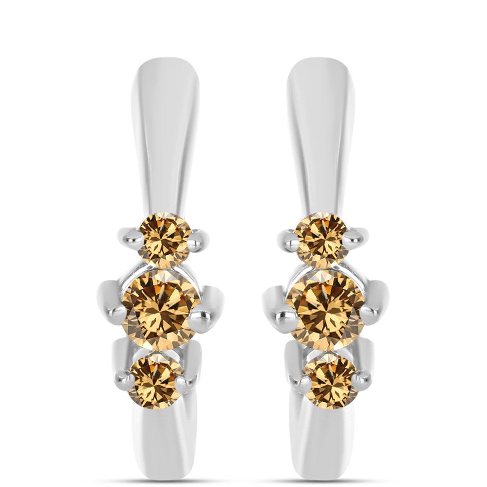 Cercei din Argint 925 ( 3.34 grame ) cu Moissanite Șampanie 0.33 Carate 1 