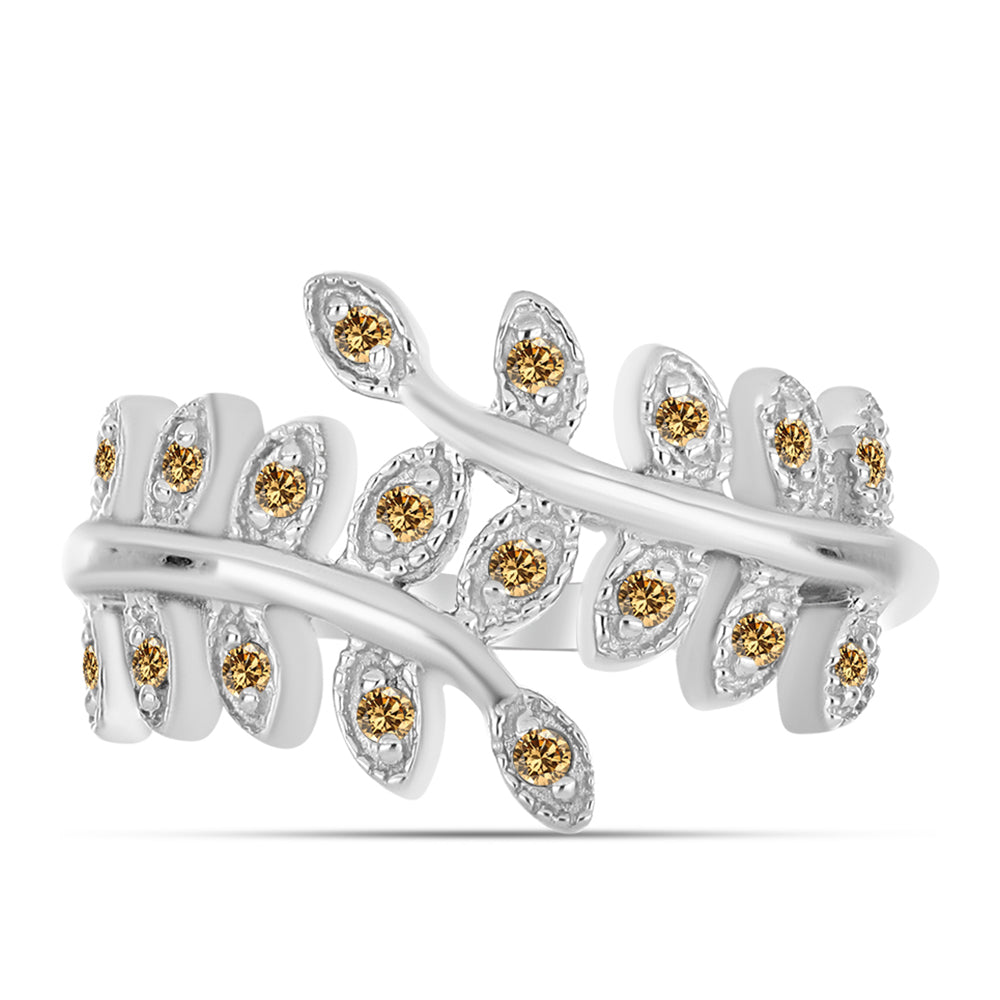 Inel din Argint 925 ( 3.22 grame ) cu Moissanite Șampanie 0.18 Carate 1 