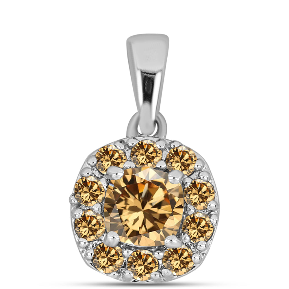 Pandantiv din Argint 925 ( 1.08 grame ) cu Moissanite Șampanie 0.98 Carate