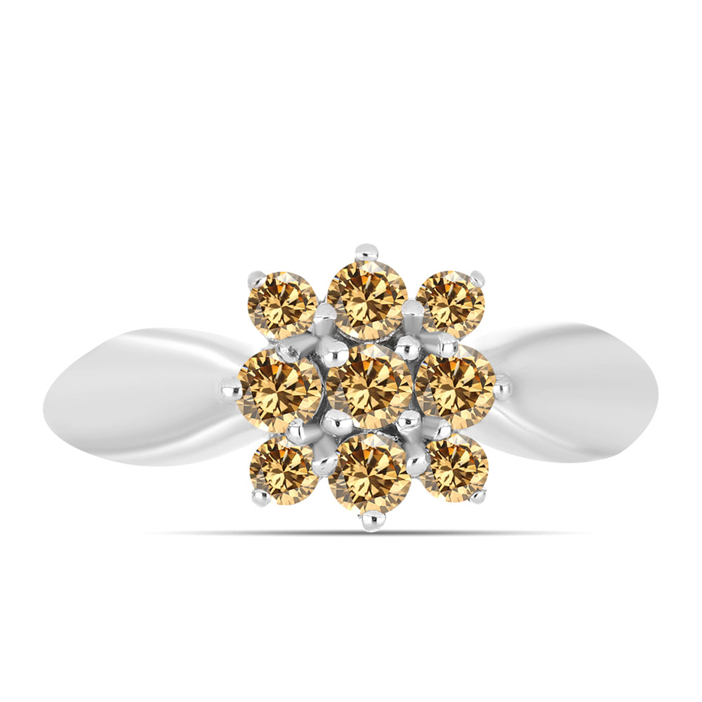 Inel din Argint 925 ( 2.82 grame ) cu Moissanite Șampanie 0.77 Carate 1 