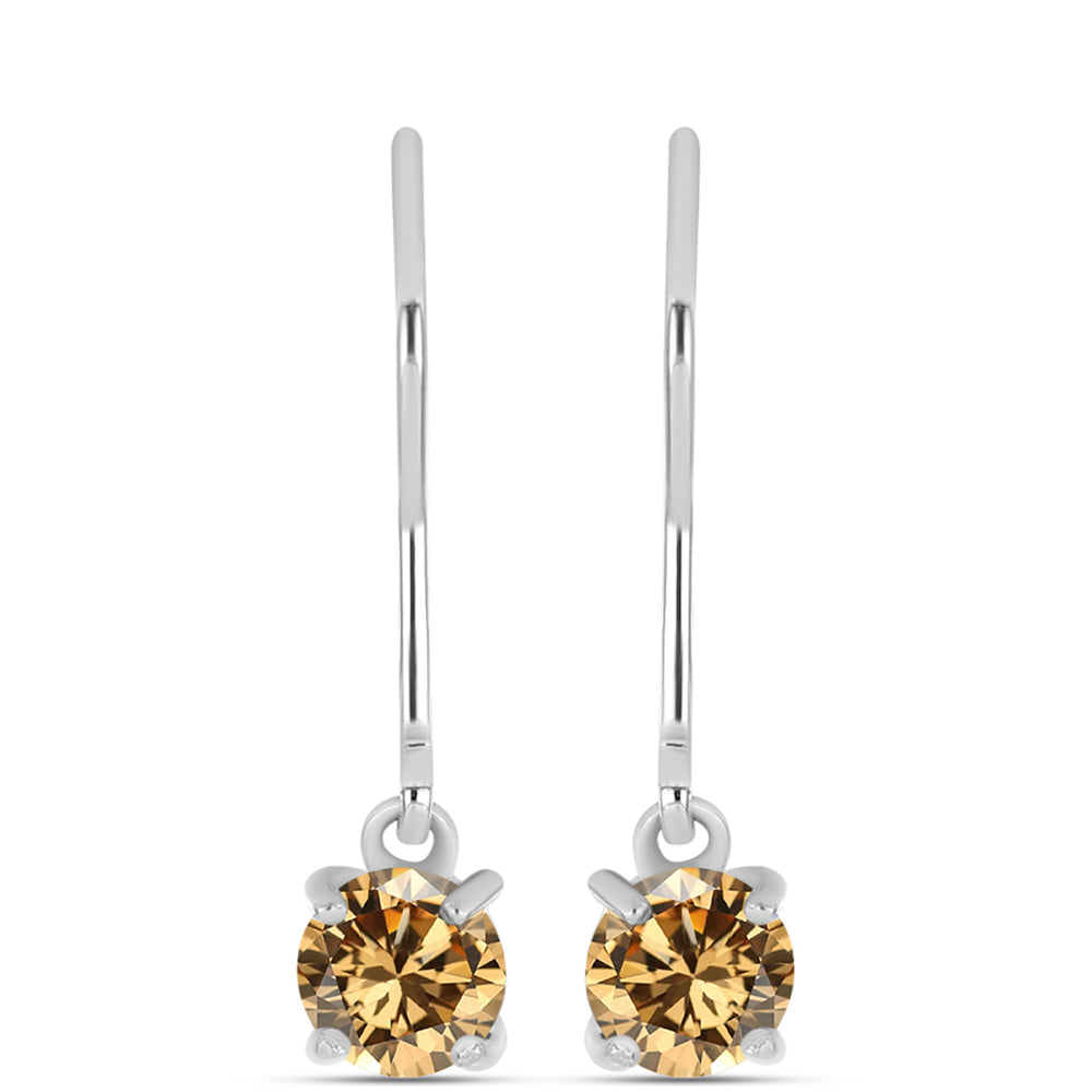 Cercei din Argint 925 ( 1.31 grame ) cu Moissanite Șampanie 0.88 Carate 1 